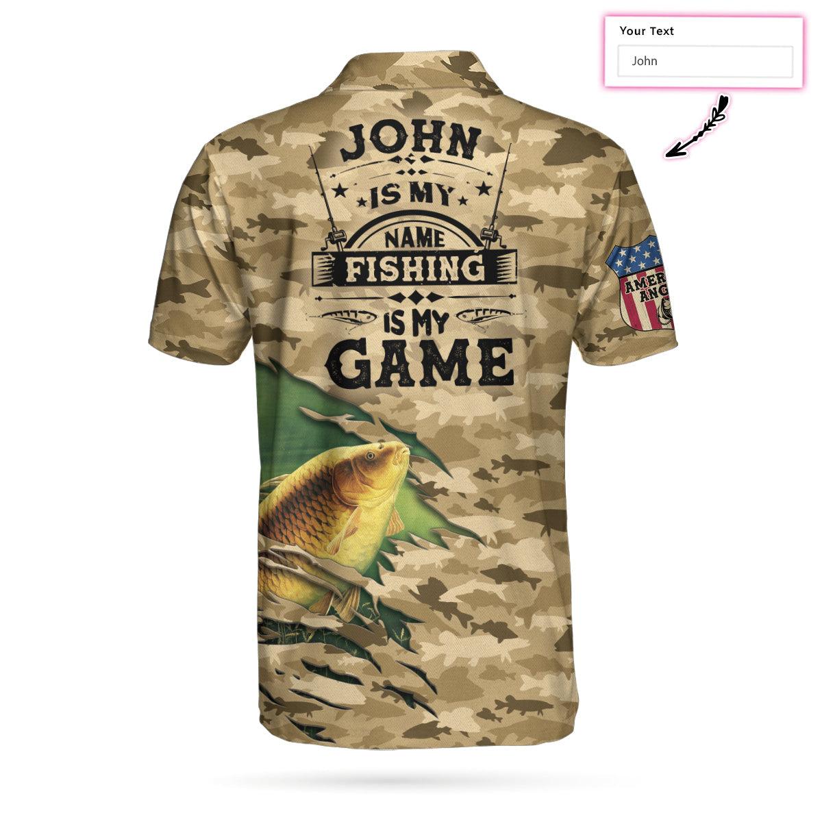 Custom Name Fishing Polo Shirts, Personalized Camouflage American Flag Men Polo Shirts, Camo Fishing Polo Shirt For Men - Image 2