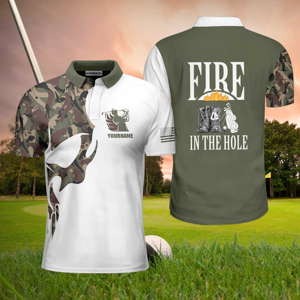Men Golf Polo Shirt - Personalized Camouflage Veteran Men Polo Shirt, Fire In The Hole Veteran Custom Shirt For Veteran Golfers, Customized Golf Gift For Patriot - Image 2