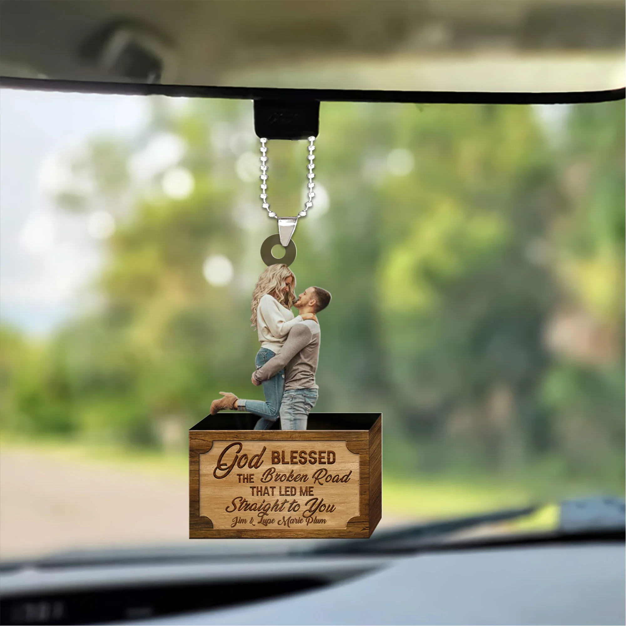 Personalized Car Hanging Car Ornament - Gift For Couple - The Broken Road Led Me Straight To You - Image 3