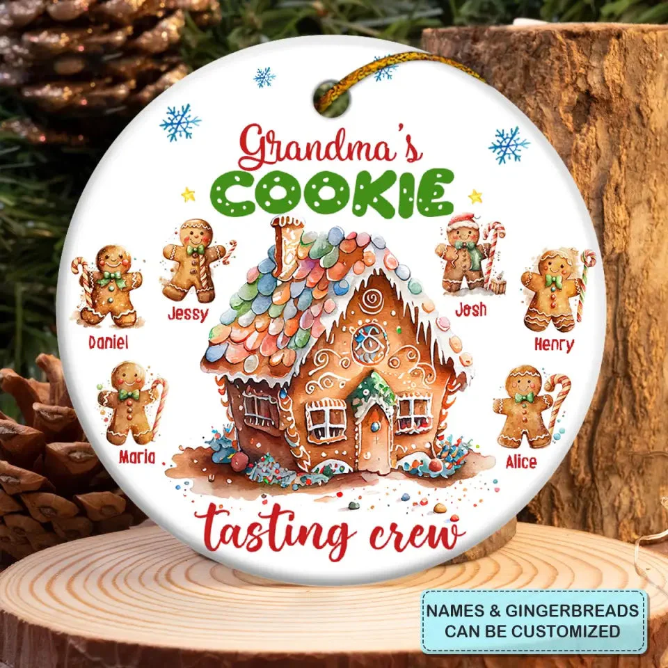 Personalized Ceramic Christmas Ornament - Custom Grandma's Cookie Tasting Crew Ornament, Perfect Gift For Grandma, Mom, Family Members - Image 2