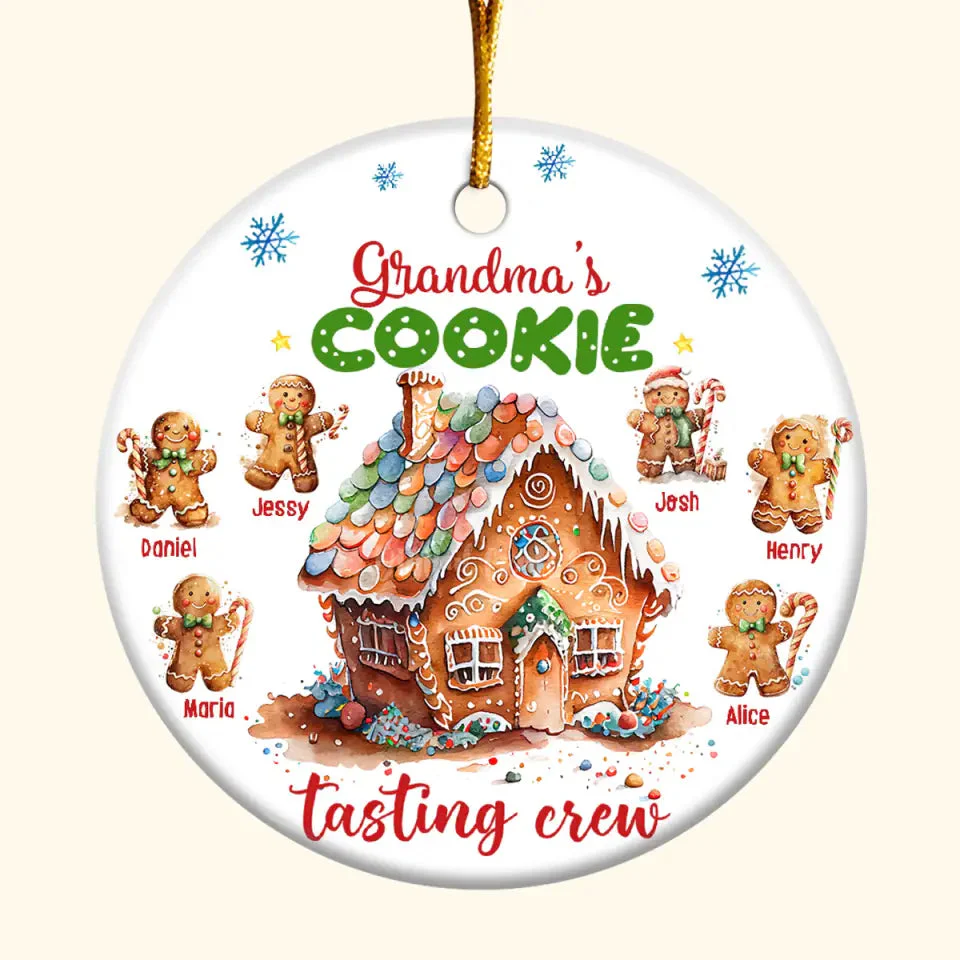 Personalized Ceramic Christmas Ornament - Custom Grandma's Cookie Tasting Crew Ornament, Perfect Gift For Grandma, Mom, Family Members - Image 4