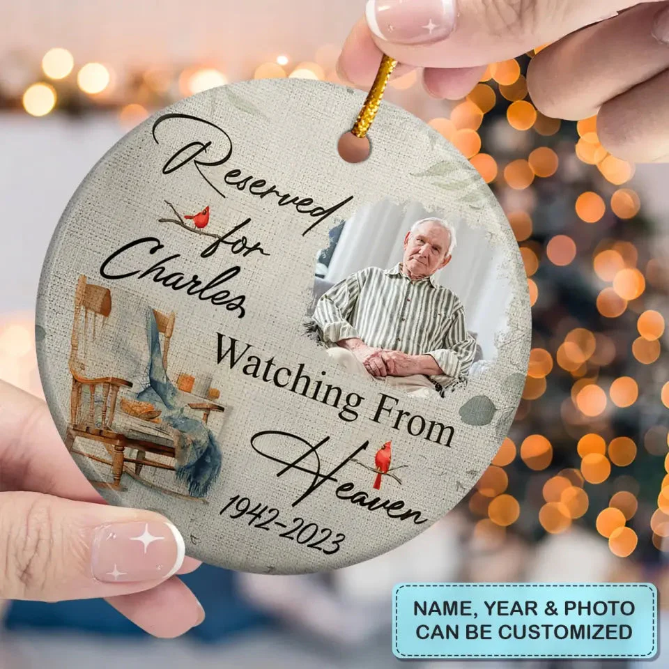 Personalized Ceramic Christmas Ornament - Custom Watching From Heaven, Memorial Gift Ceramic Ornament, Perfect Gift For Family Members - Image 3