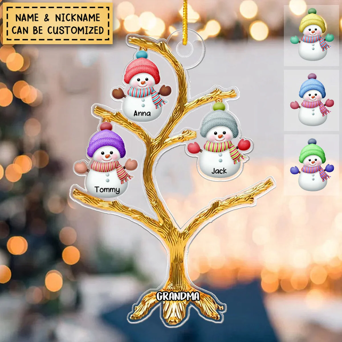 Personalized Christmas Snowman Christmas Tree Acrylic Ornament - Best Gift For Family, Christmas, New Year - Image 3