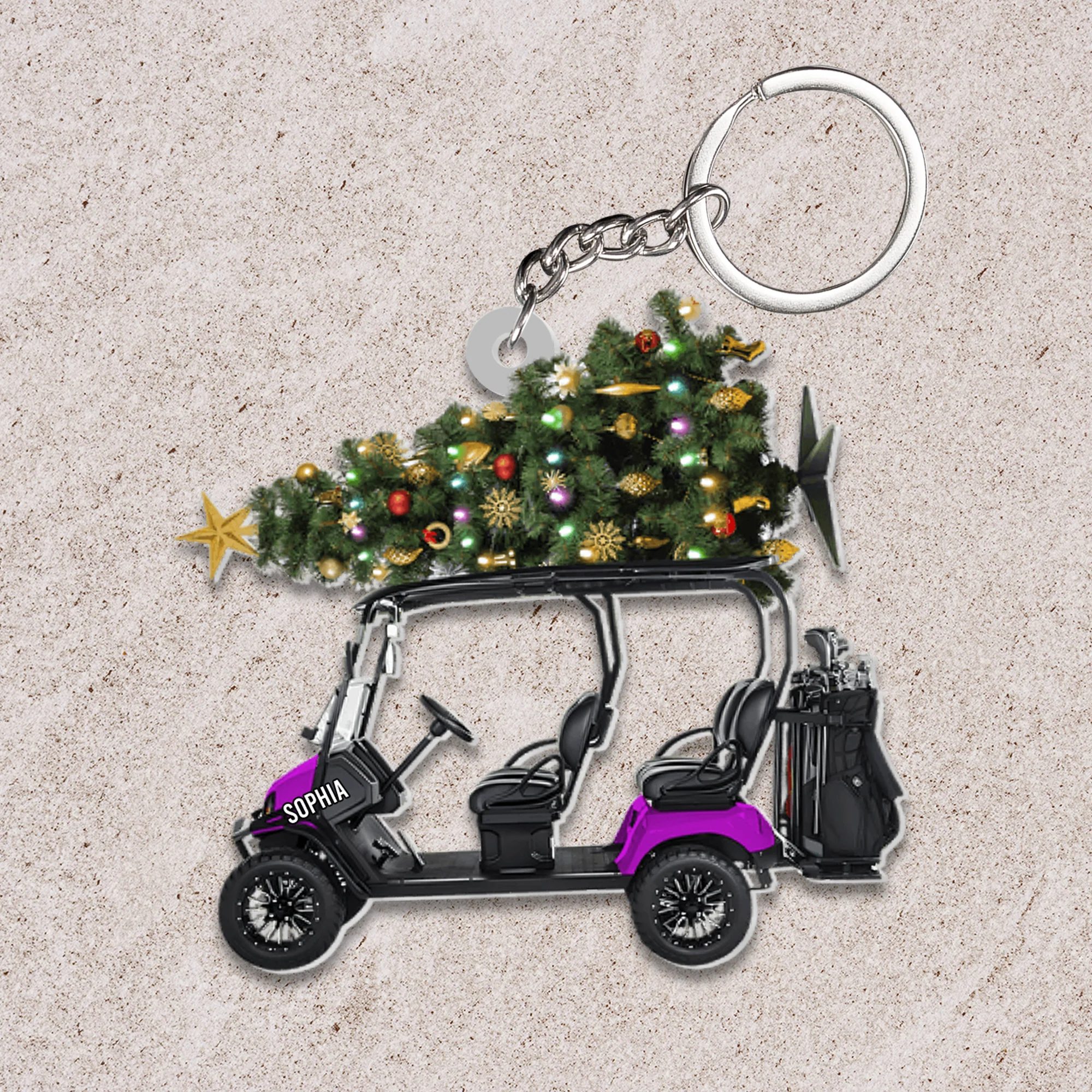 Personalized Christmas Tree Riding Golf Cart Flat Acrylic Ornament, Meaningful Christmas Ornament Gift For Golfer, Friends - Image 3