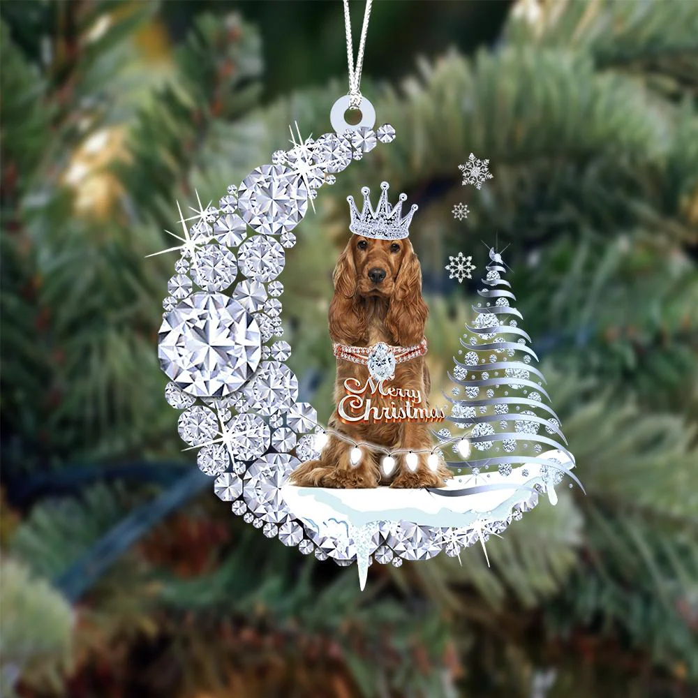 Personalized Cocker Spaniel Diamond Moon Merry Christmas Mica Ornament - Best Gift For Dog Lovers, Dog Owners - Image 7