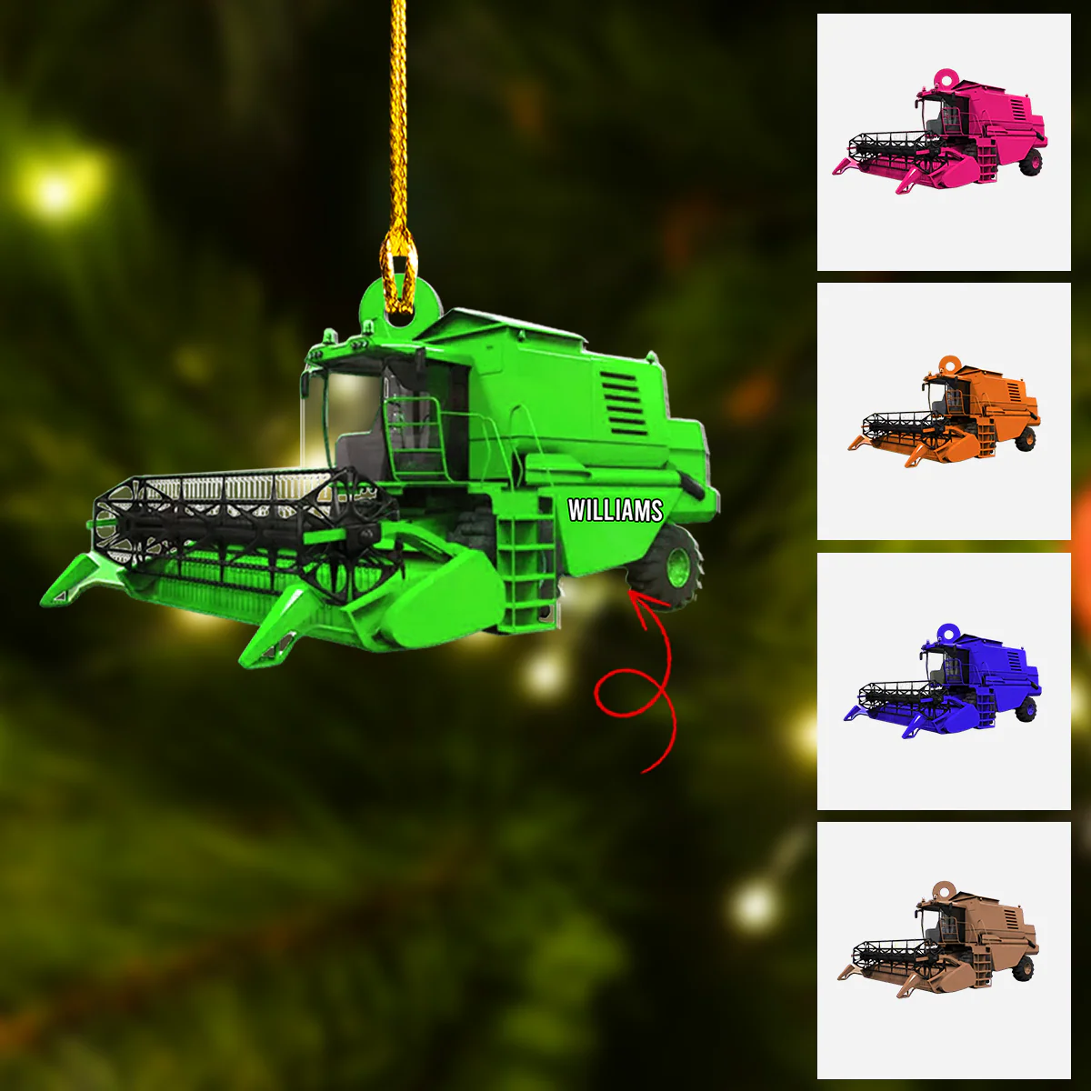 Personalized Combine Harvester Flat Acrylic Ornament, Christmas Ornament Gift For Grandson, Son, Friends - Image 2