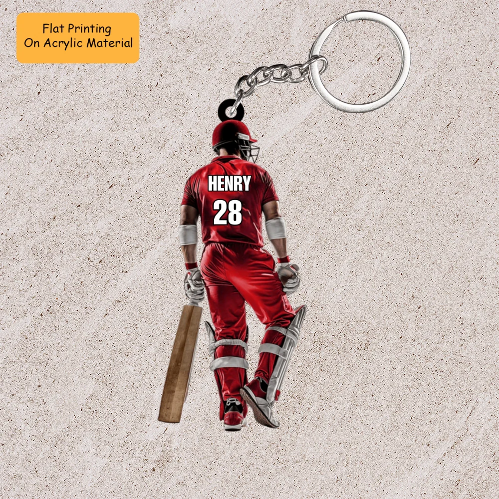 Personalized Cricket Man Player Back View Flat Acrylic Ornament, Meaningful Ornament Gifts For Cricket Player, Son, Grandson - Image 4