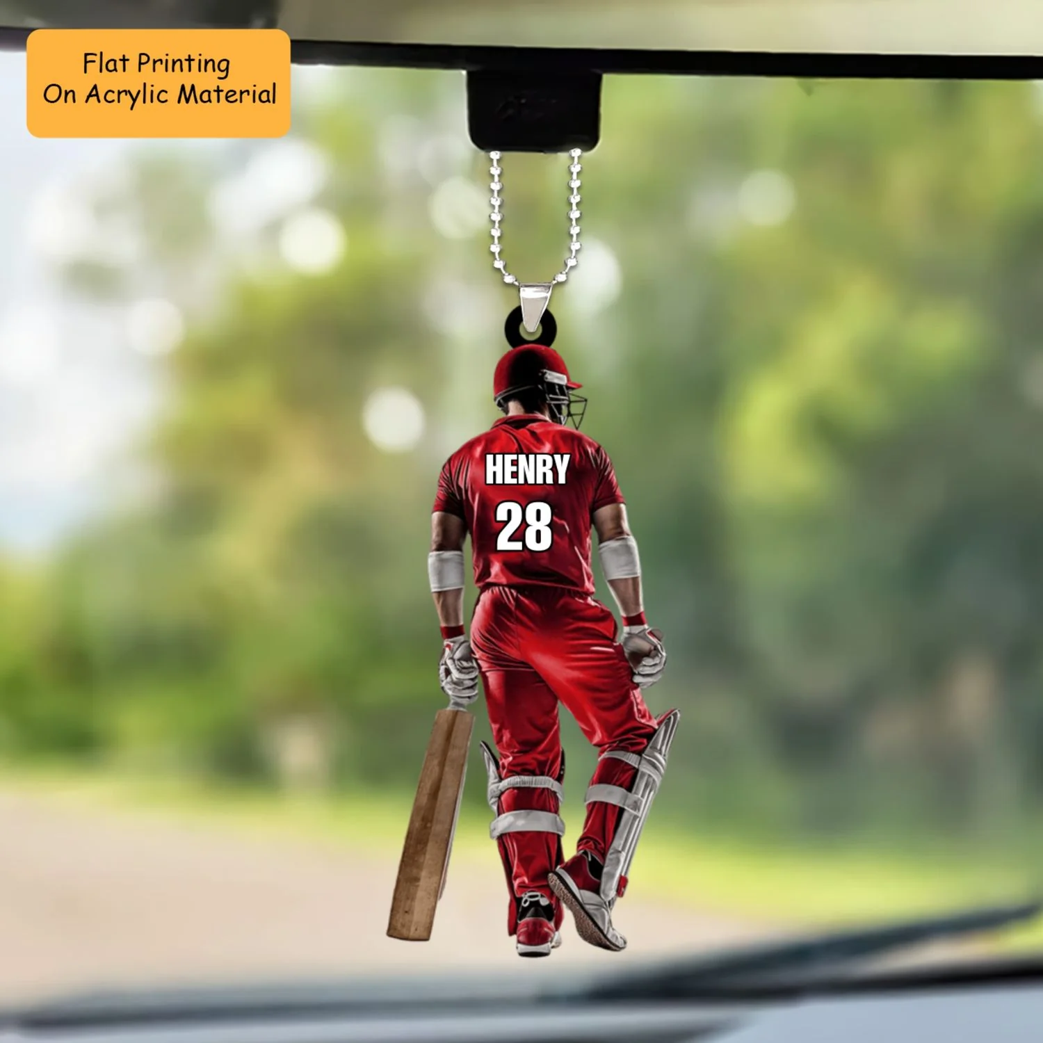 Personalized Cricket Man Player Back View Flat Acrylic Ornament, Meaningful Ornament Gifts For Cricket Player, Son, Grandson - Image 5