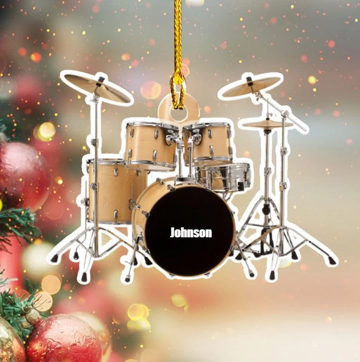 Personalized Custom Text Red Drum Set Custom Shape Ornament For Christmas Gift Drummer - Image 4