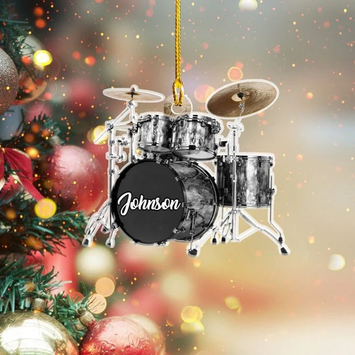 Personalized Custom Text Red Drum Set Custom Shape Ornament For Christmas Gift Drummer - Image 6