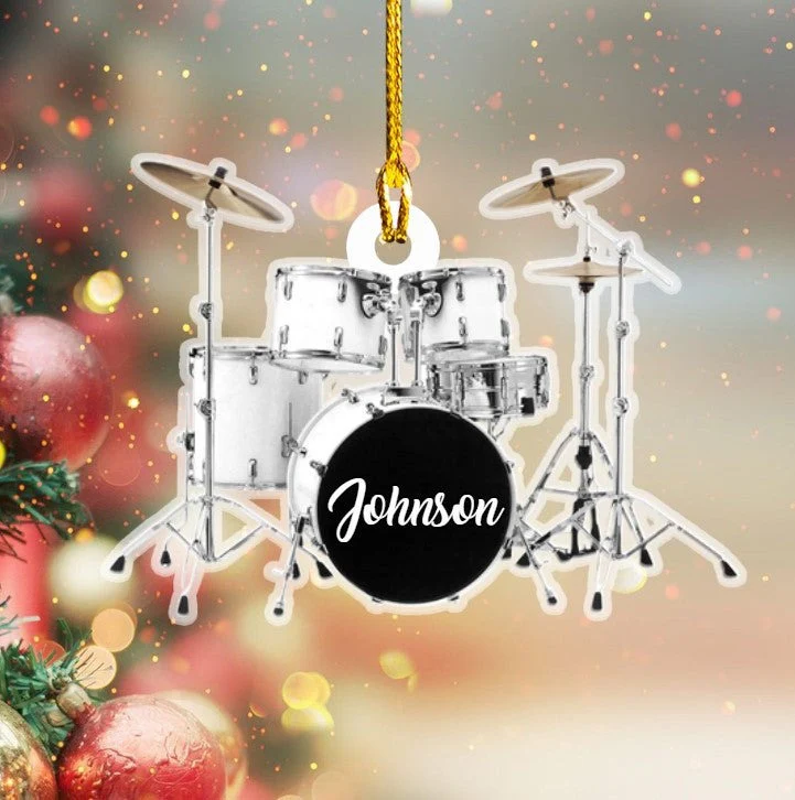 Personalized Custom Text Red Drum Set Custom Shape Ornament For Christmas Gift Drummer - Image 7