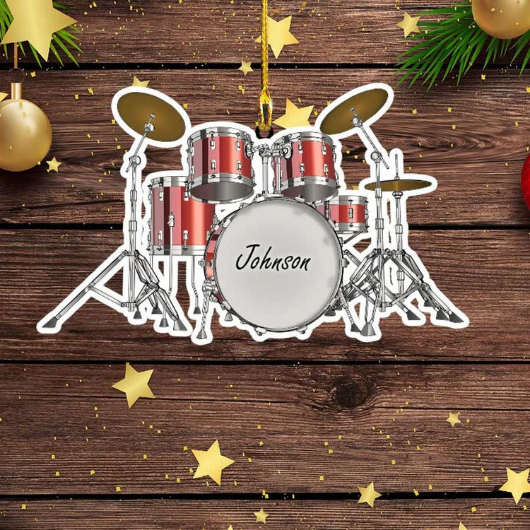 Personalized Custom Text Red Drum Set Custom Shape Ornament For Christmas Gift Drummer - Image 8