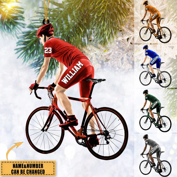 Personalized Cyclist Acrylic Ornament, Gift For Cyclists - Best Custom Shape Ornament Christmas Decor - Image 2