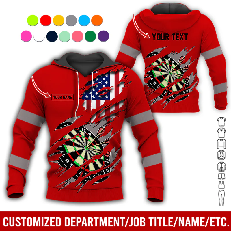 Personalized Darts American Flag Premium Hoodie, Customized Name & Text Darts Hoodie, Perfect Gift For Darts Lovers, Friend, Family - Image 12