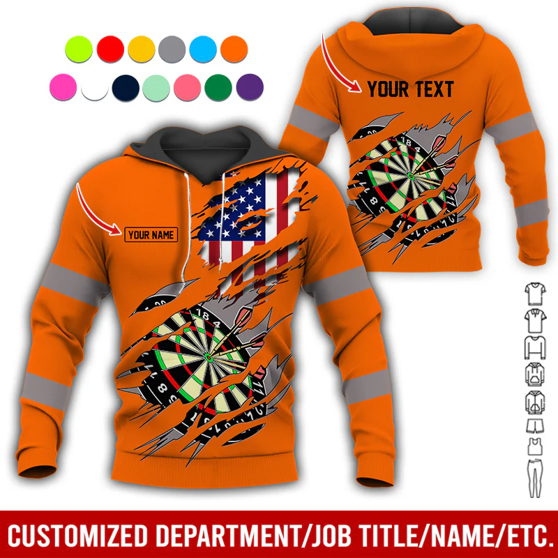 Personalized Darts American Flag Premium Hoodie, Customized Name & Text Darts Hoodie, Perfect Gift For Darts Lovers, Friend, Family - Image 9