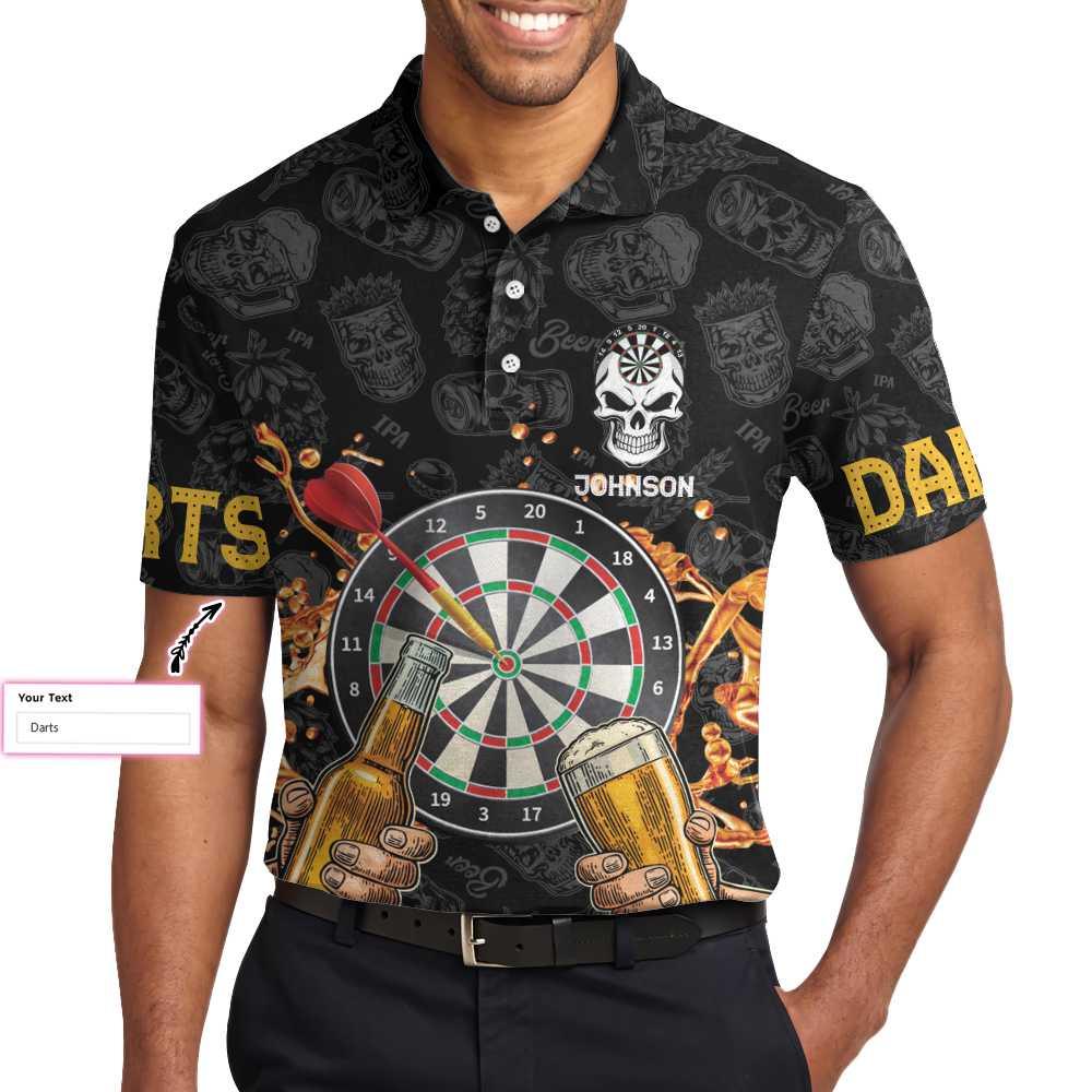 Personalized Darts And Beer Lover Shirt For Men Custom Polo Shirt, Personalized Dart Shirt For Men Polo Style Dart Shirt, Bets Gift For Men Dart - Image 4