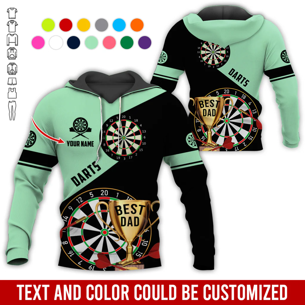 Personalized Darts Best Dad Premium Hoodie, Customized Name Darts Hoodie, Perfect Gift For Darts Lovers, Darts Player - Image 4