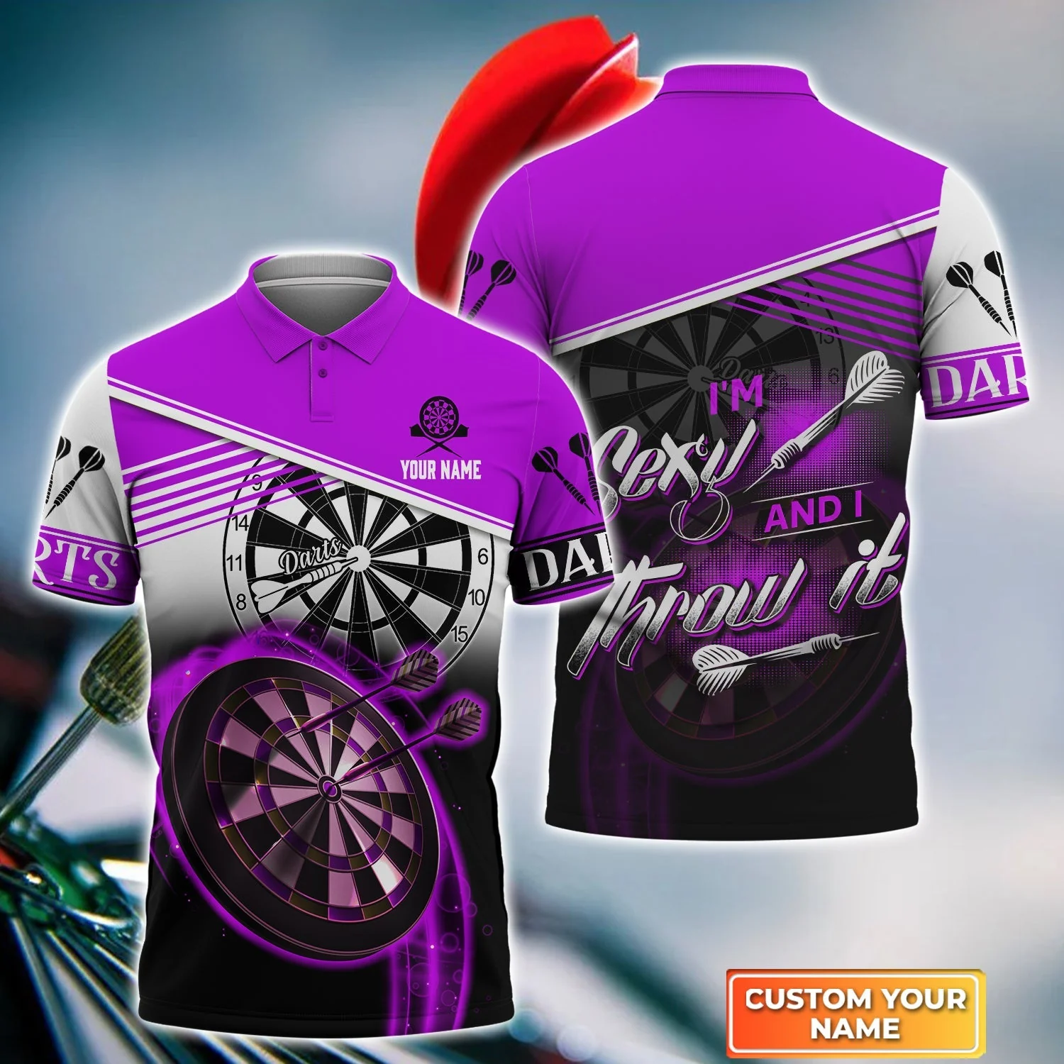 Personalized Darts Hoodie, Darts Purple Color Customized Shirt I'm Sexy And I Throw It, Outfits For Darts Players, Darts Team - Image 4