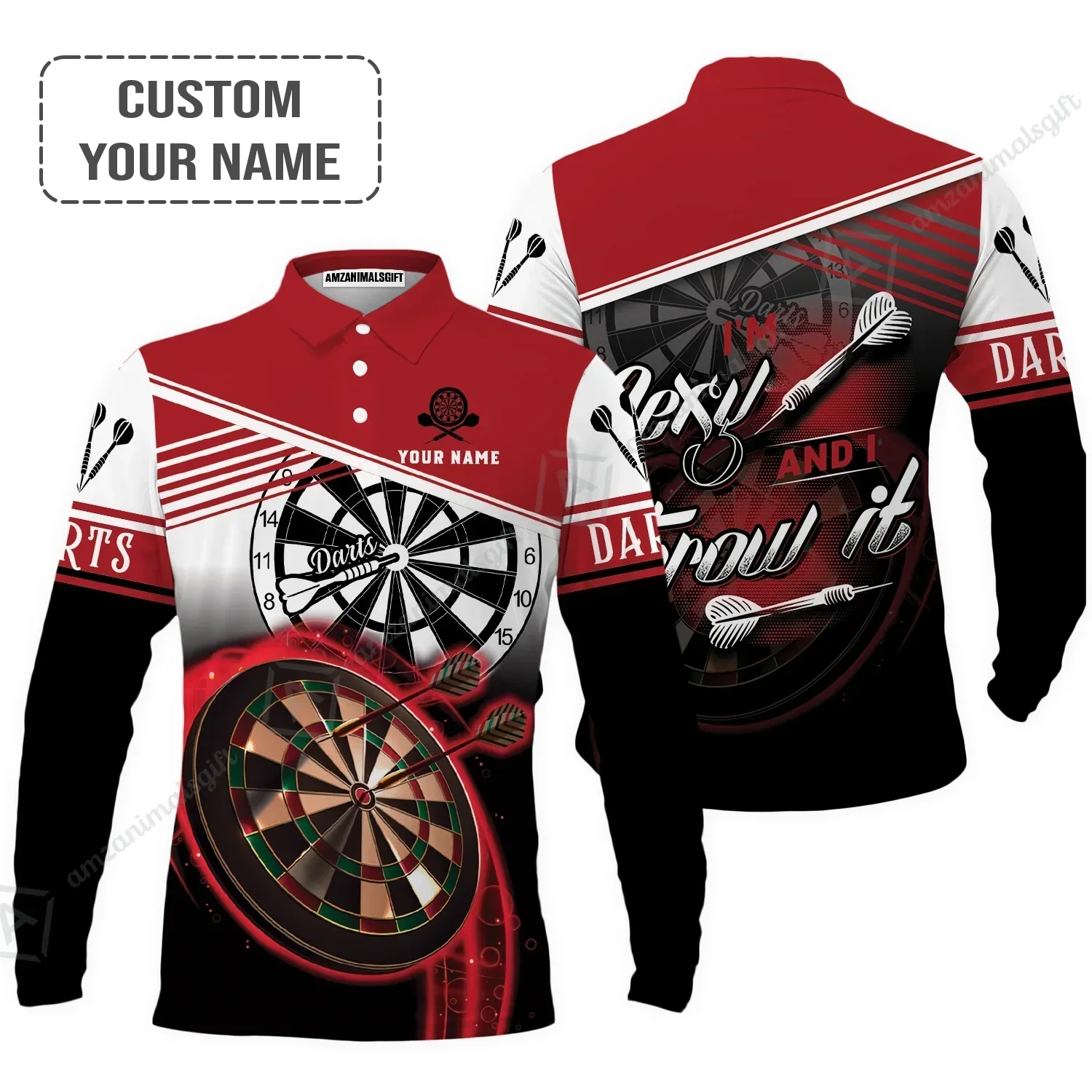 Personalized Darts Hoodie, Darts Red Color Custom Hoodie I'm Sexy And I Throw It, Outfits For Darts Players, Darts Team - Image 3