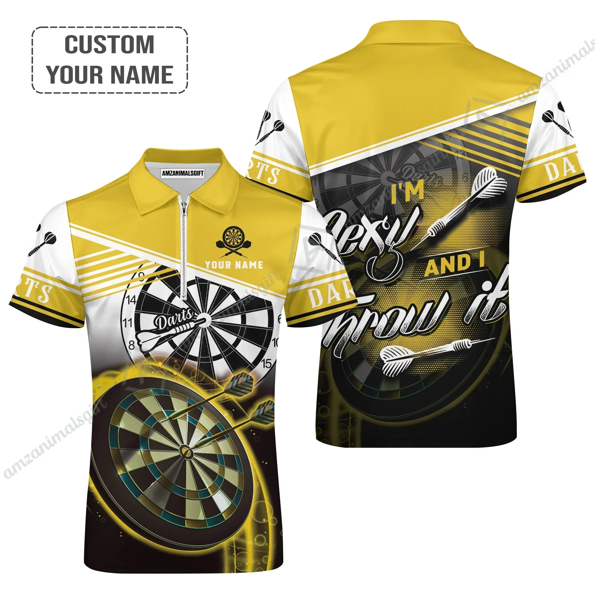 Personalized Darts Hoodie, Darts Yellow Color Custom Shirt I'm Sexy And I Throw It, Outfits For Darts Players, Darts Team - Image 3