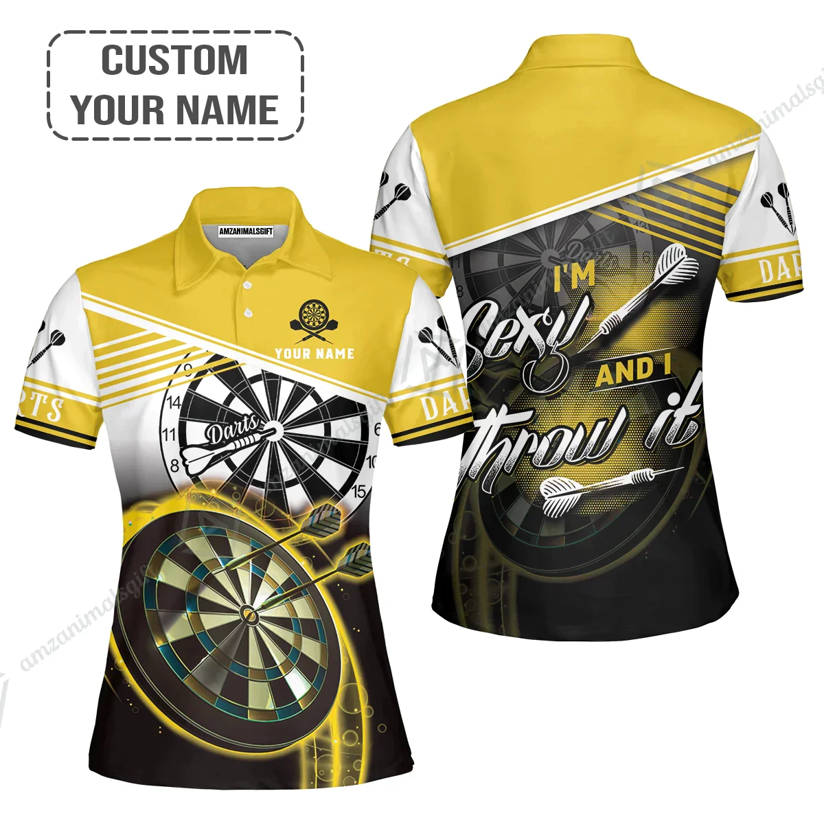 Personalized Darts Hoodie, Darts Yellow Color Custom Shirt I'm Sexy And I Throw It, Outfits For Darts Players, Darts Team - Image 5