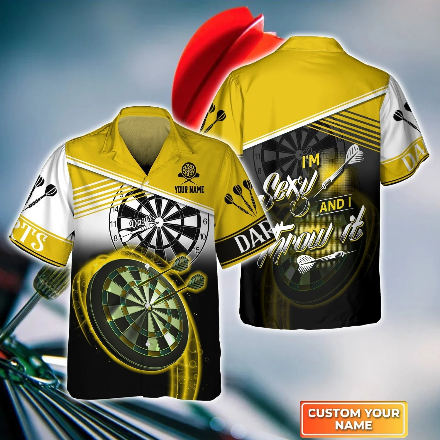 Personalized Darts Jersey, Darts Yellow Color Custom Quarter-Zip Polo Shirt I'm Sexy And I Throw It, Outfits For Darts Players, Darts Team - Image 6