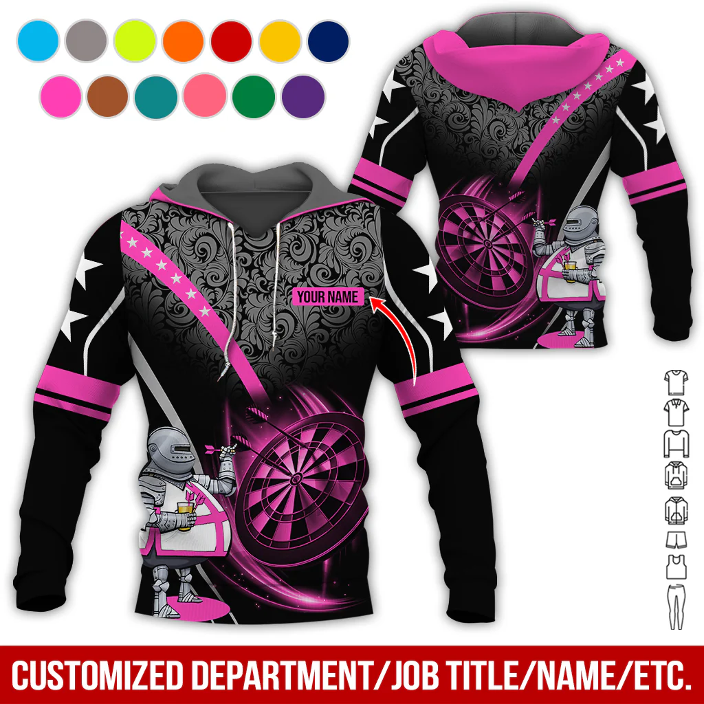 Personalized Darts Knight Armor Premium Hoodie, Customized Name Darts Tropical Pattern Hoodie, Perfect Gift For Darts Lovers, Darts Player - Image 8