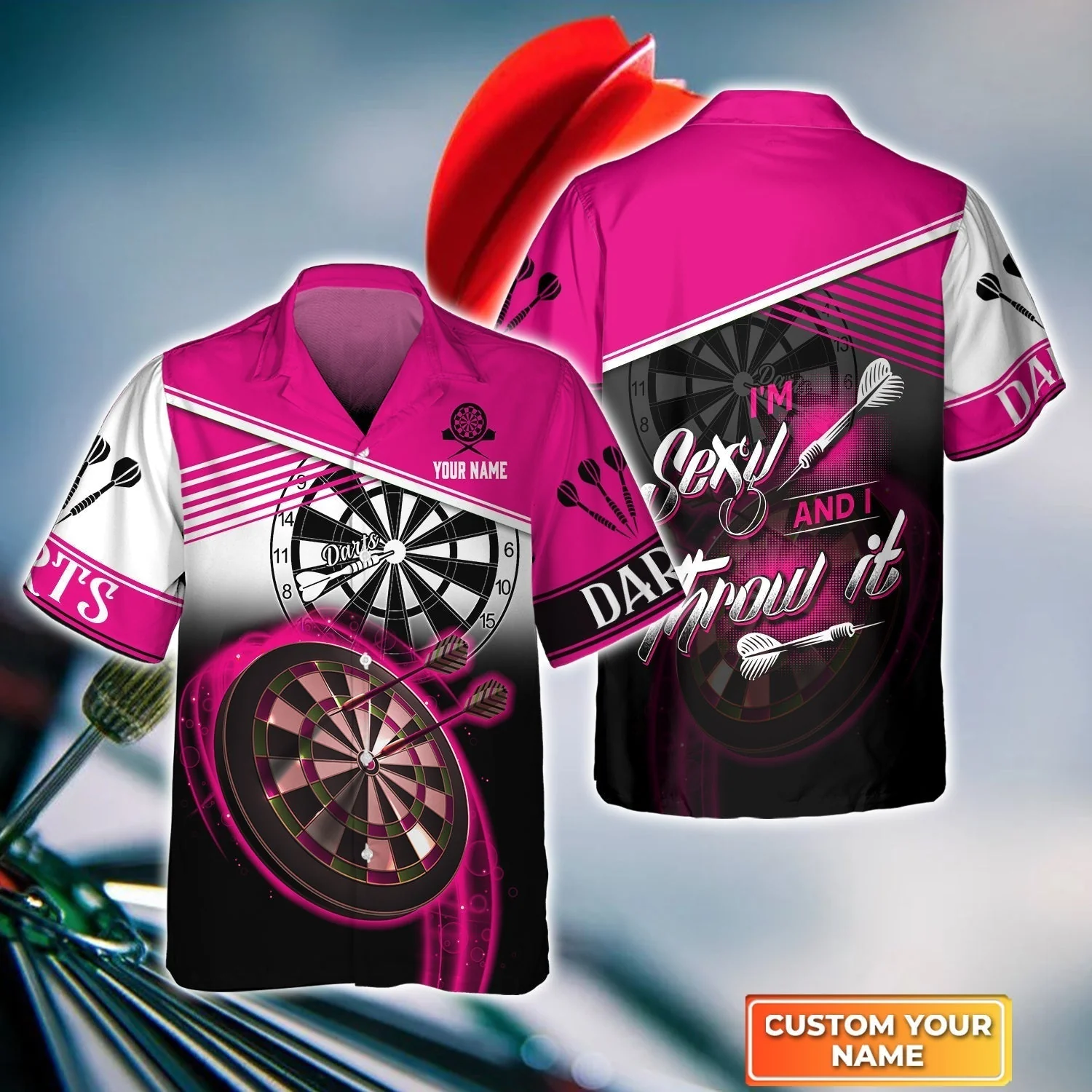 Personalized Darts Long Polo Shirt, Darts Pink Color Custom Name Shirt I'm Sexy And I Throw It, Outfits For Darts Players, Darts Team - Image 7