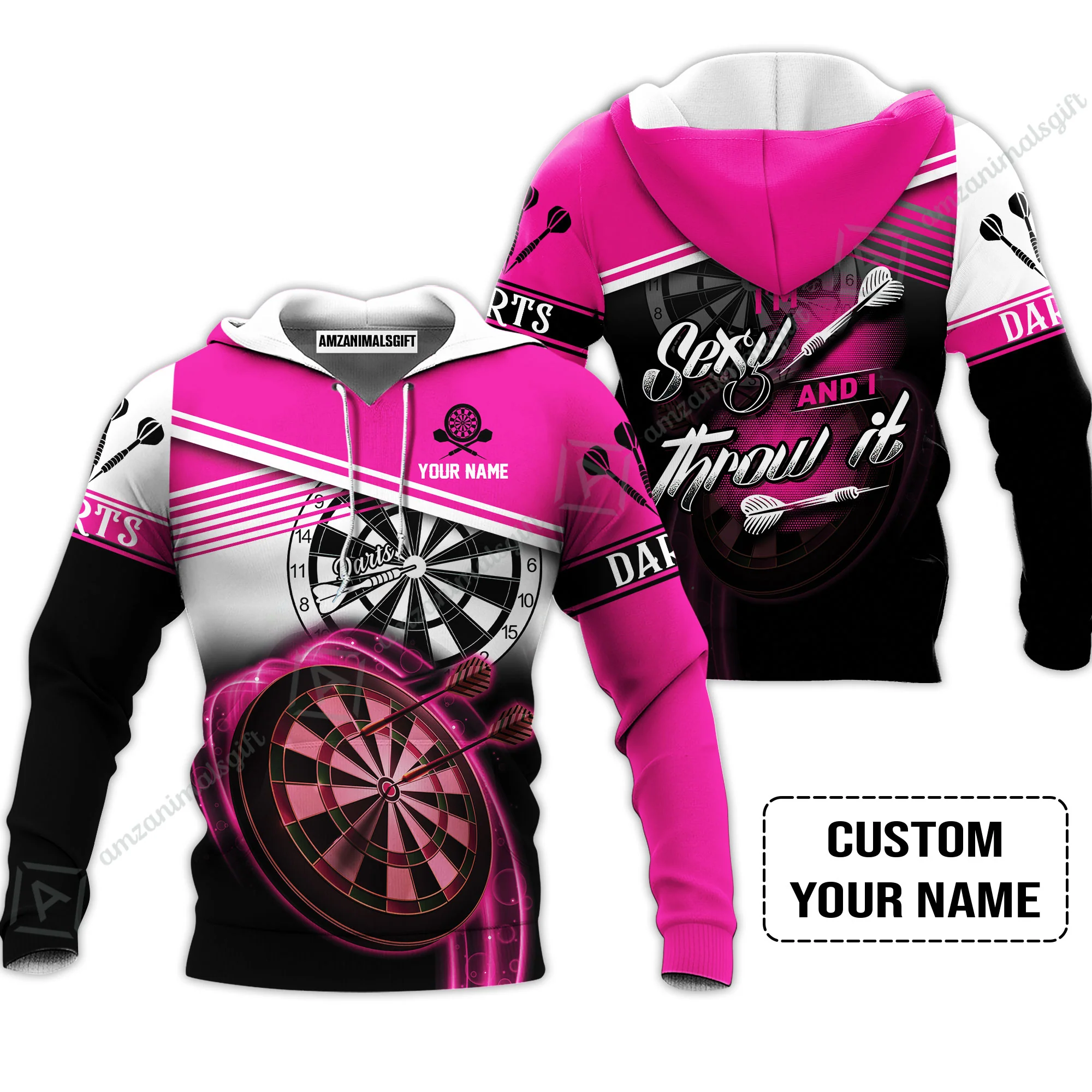 Personalized Darts Long Polo Shirt, Darts Pink Color Custom Name Shirt I'm Sexy And I Throw It, Outfits For Darts Players, Darts Team - Image 8