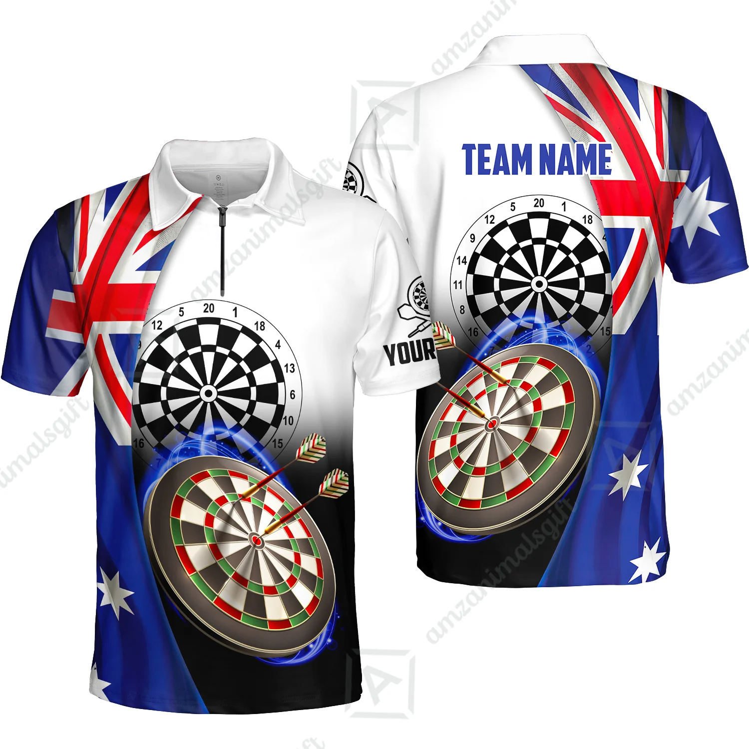 Personalized Darts Men Polo Shirt - Custom Name & Team Name Australia Flag Darts Polo Shirt For Men, Darts Team, Darts Lover - Image 10