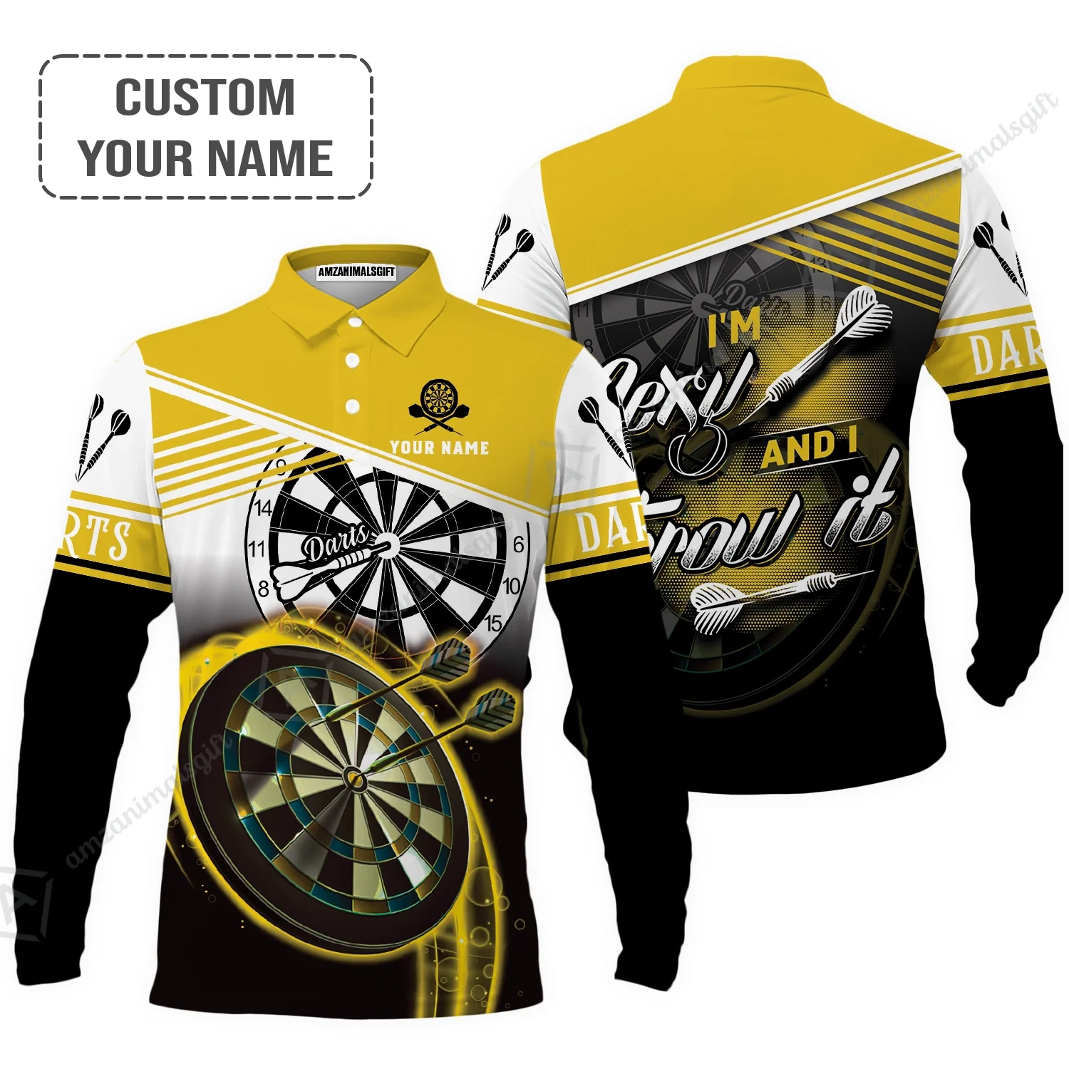 Personalized Darts Polo Shirt - Custom Name I'm Sexy And I Throw It Yellow Polo Shirt - Darts Polo Shirt For Darts Team, Darts Lover - Image 7