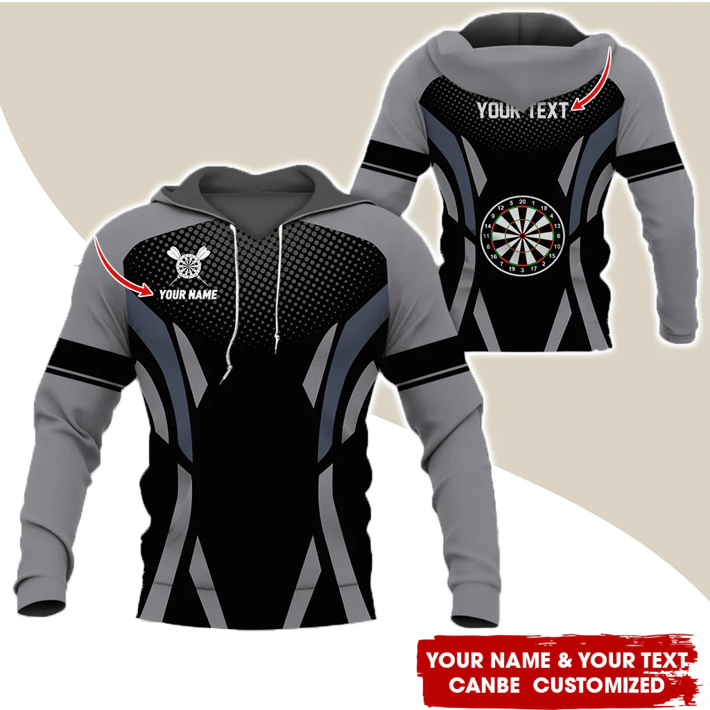Personalized Darts Premium Hoodie, Custom Name & Text Darts Hoodie Gift For Darts Lovers, Friend, Family - Image 2