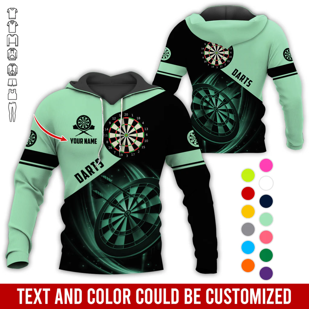 Personalized Darts Premium Hoodie, Customized Name & Text Darts Premium Hoodie, Perfect Gift For Darts Lovers, Darts Player - Image 3
