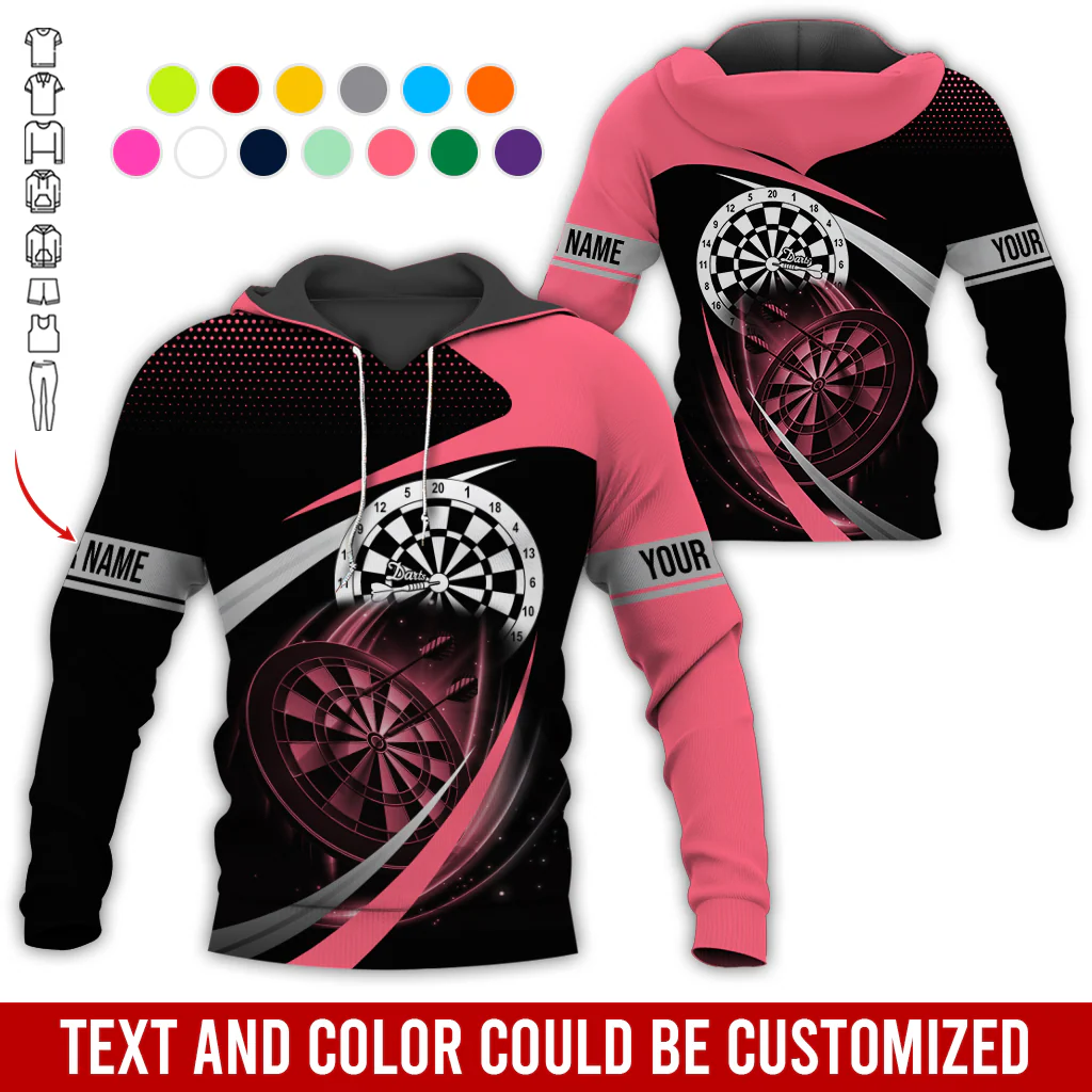 Personalized Darts Premium Hoodie, Customized Name & Text Darts Spot Pattern Black Hoodie, Perfect Gift For Darts Lovers, Friend, Family - Image 10