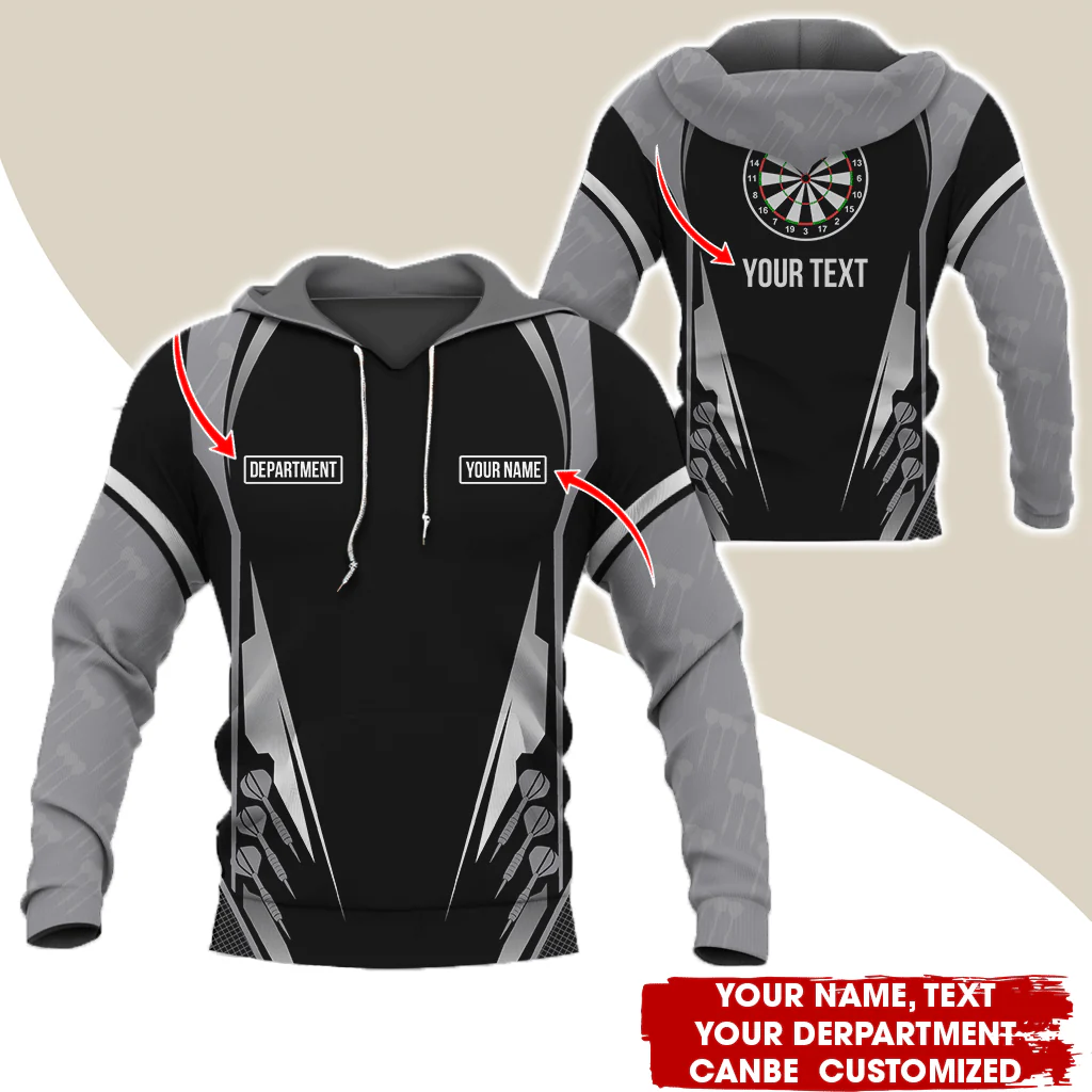 Personalized Darts Premium Hoodie, Darts Pattern Hoodie Black For Men & Women, Perfect Gift For Darts Lovers, Friend, Family - Image 2