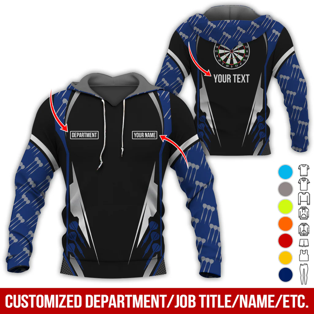 Personalized Darts Premium Hoodie, Darts Pattern Hoodie Black For Men & Women, Perfect Gift For Darts Lovers, Friend, Family - Image 4