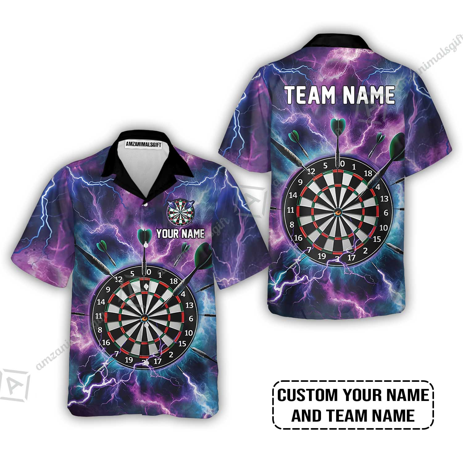 Personalized Darts Sweatshirt - Custom Name & Team Name Purple Thunder Lightning Sweatshirt - Image 7
