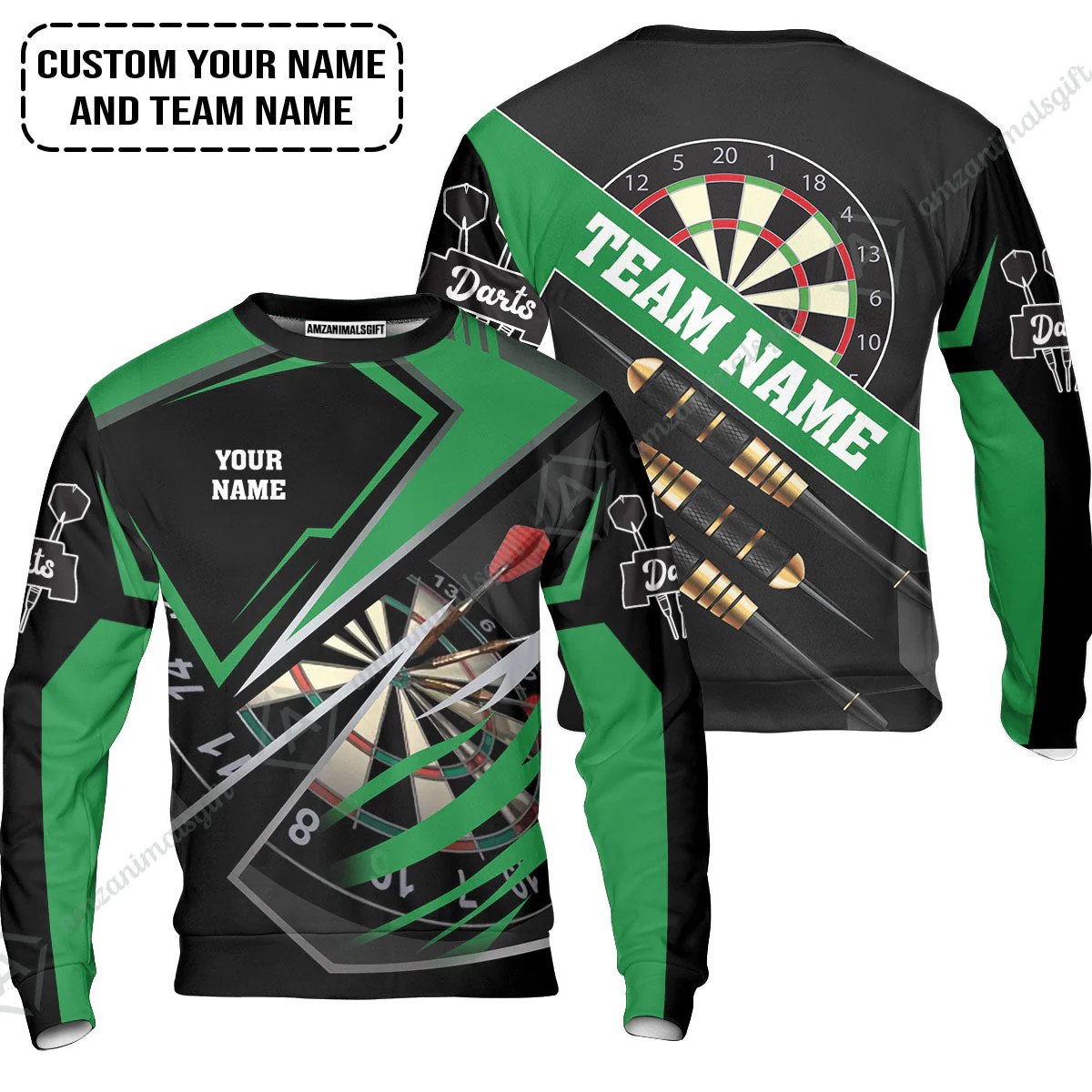 Personalized Darts Zip Polo Shirt- Custom Name & Team Name Darts Zip Polo Shirt - Image 6