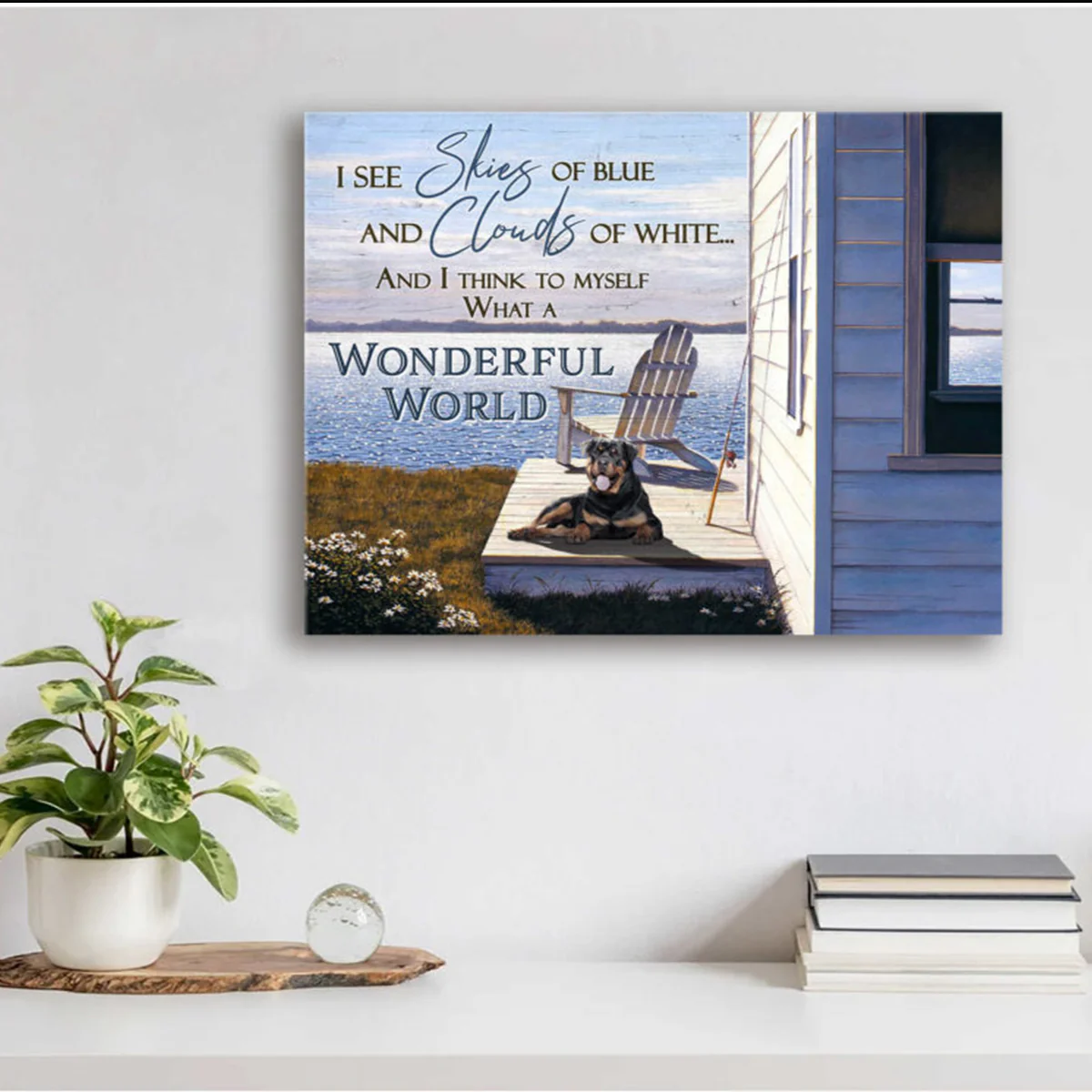 Personalized Dog Canvas, Wonderful World Canvas, Rottweiler Dog & Sea Perfect Gift For Rottweiler Lovers, Friend, Family - Image 2