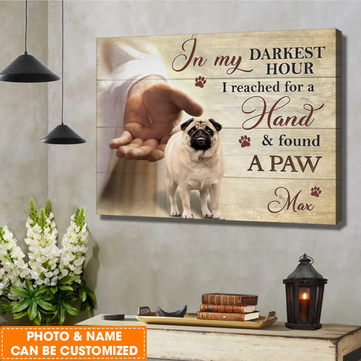 Personalized Dog Landscape Canvas, Custom Canvas Prints Memorial Pet Photo In my darkest hour Wall Art, Perfect Gift For Pet Lovers, Friend, Family - Image 2