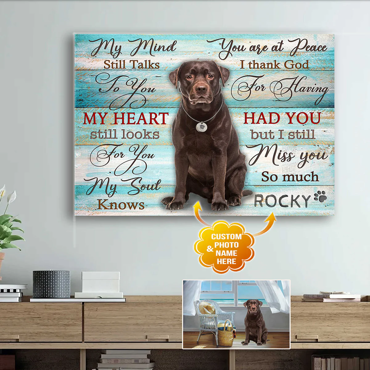 Personalized Dog Landscape Canvas, Custom Photo and Name Dog My mind still talks Canvas Wall Art Decor, Perfect Gift For Pet Lovers, Friend, Family - Image 3