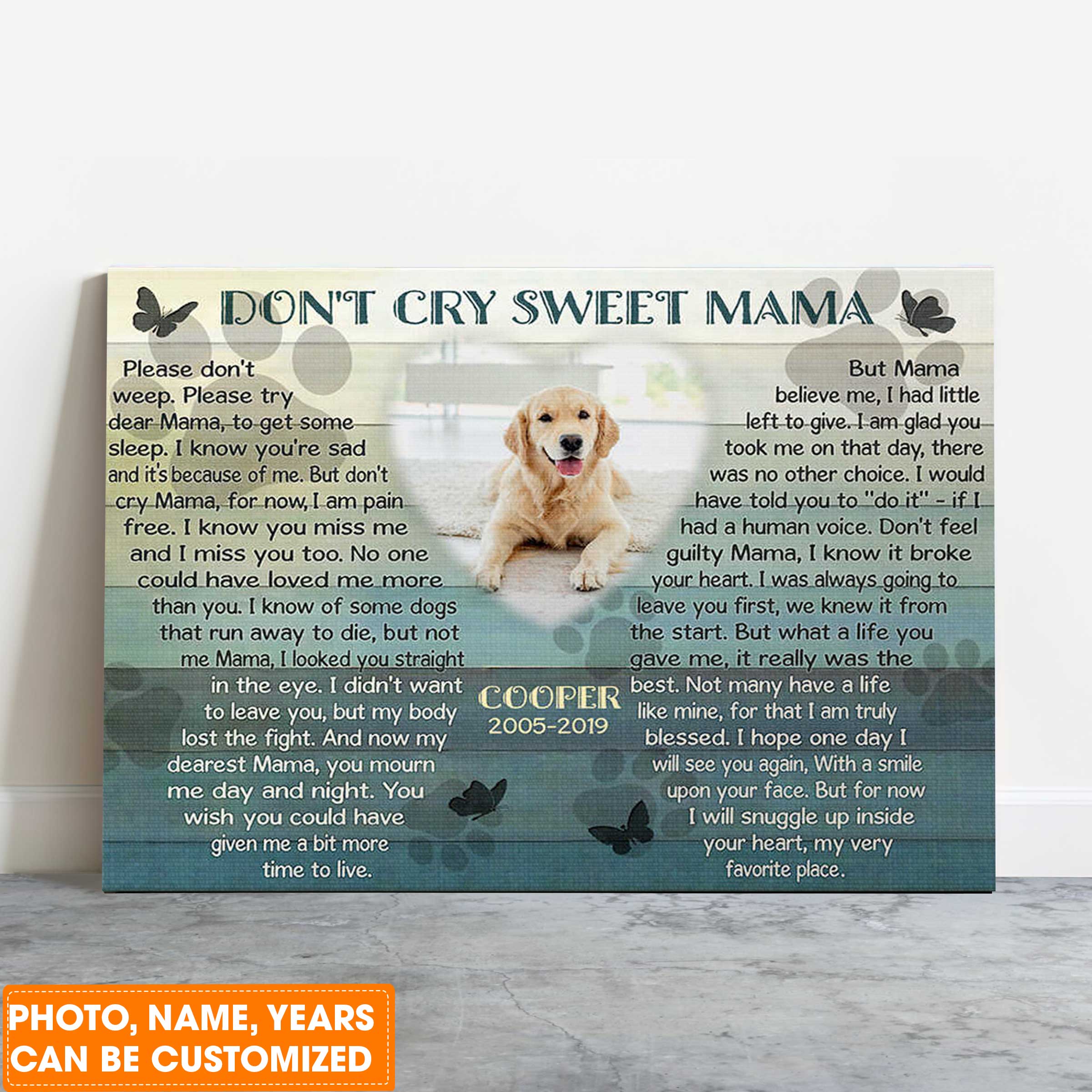 Personalized Dog Landscape Canvas, Gifts To Remember A Pet, Custom Pet Memorial, Perfect Gift For Dog Lovers, Friends, Family