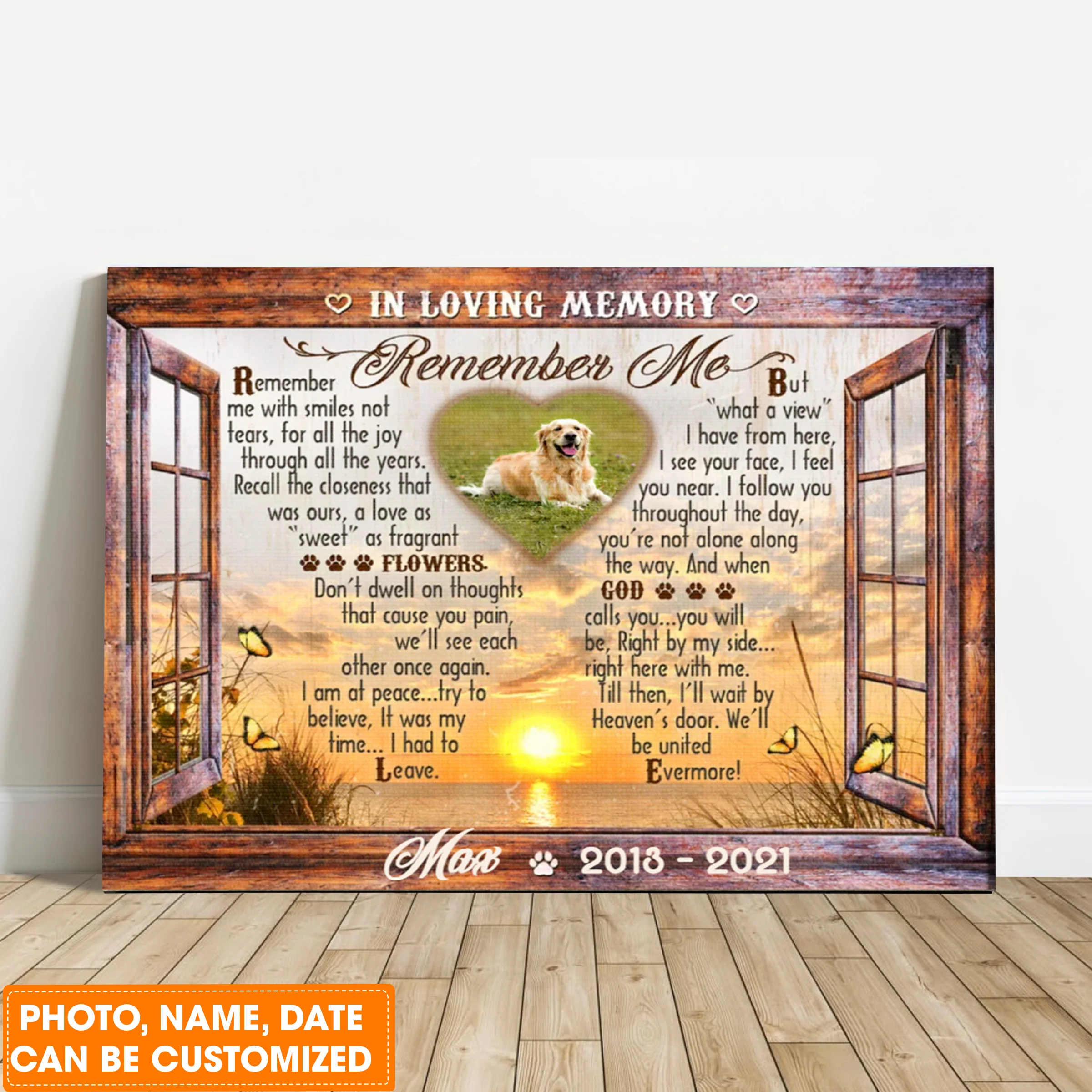 Personalized Dog Landscape Canvas, In Loving Memory Gifts, Custom Pet Memorial Faux Window Remember me Canvas For Dog Lovers, Friends, Family - Image 2