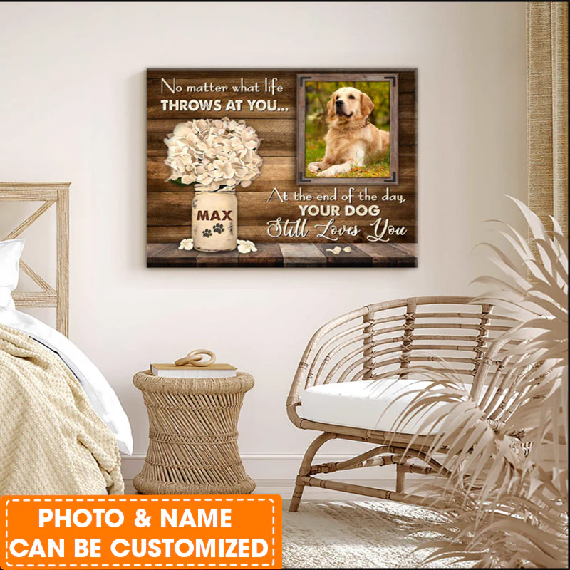 Personalized Dog Landscape Canvas, Orchid Flower Canvas, Custom Your Pet Photo, Perfect Gift For Dog Lovers, Friend, Family - Image 2