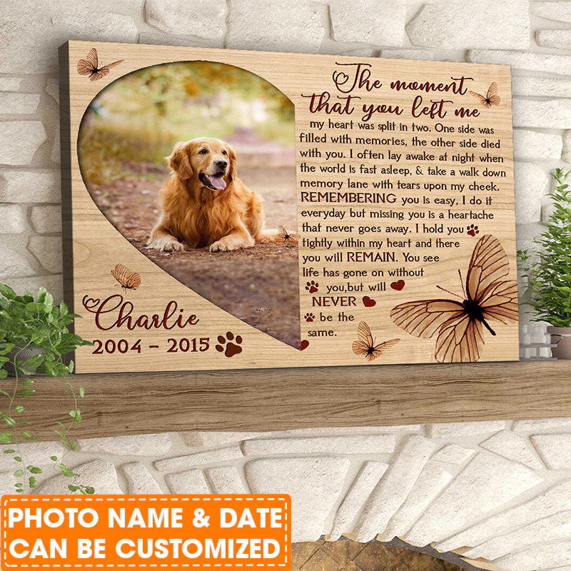 Personalized Dog Landscape Canvas, The moment that you left me Canvas, Memorial Pet Canvas, Perfect Gift For Dog Lovers, Friends, Family - Image 2