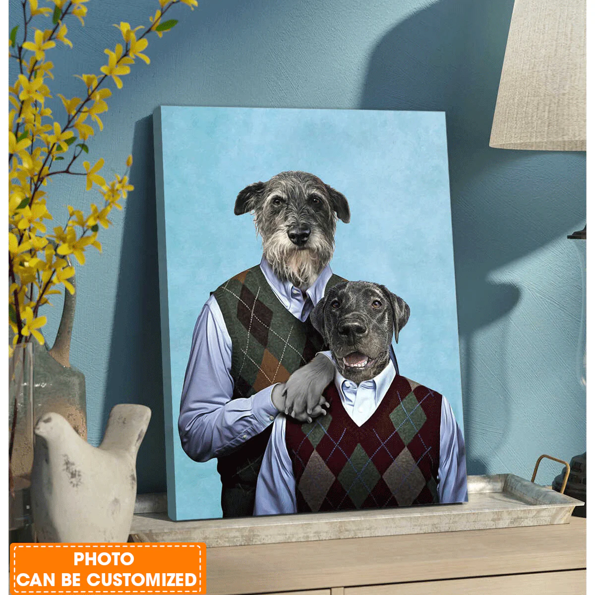 Personalized Dog Portrait Canvas, Step Doggo and Human Custom Pet photo Canvas, Perfect Gift For Dog Lovers, Friend, Family - Image 2