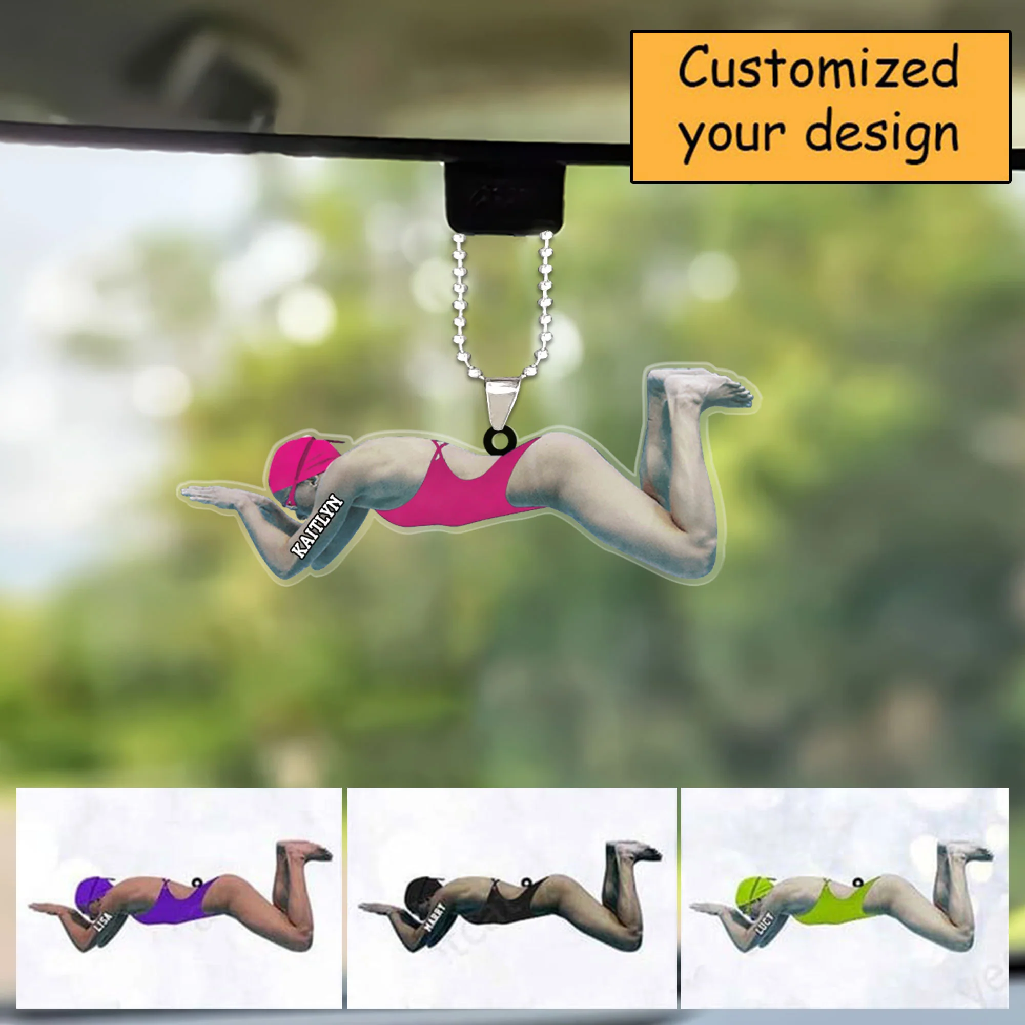 Personalized Female Swimming Christmas Acrylic Ornament For Swimmer Athlete Team, Swimming Lovers - Image 4