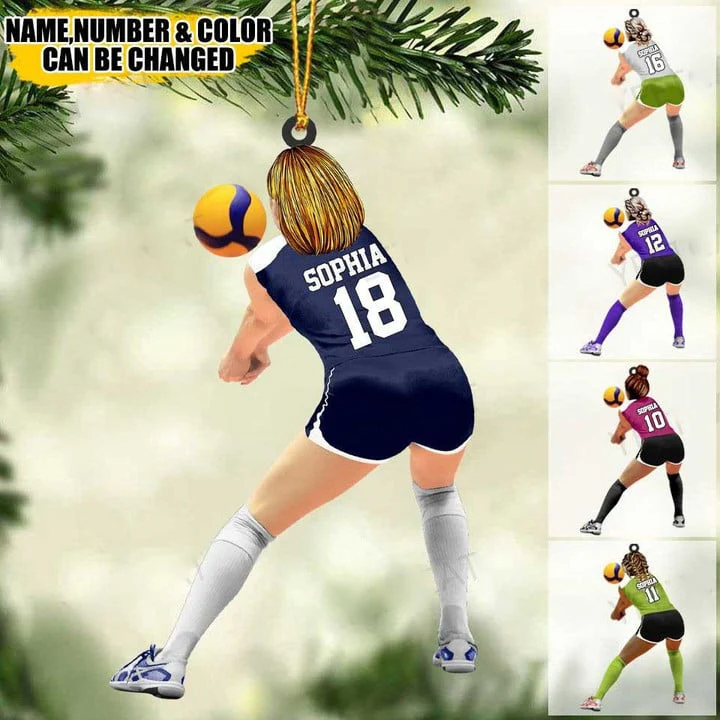 Personalized Female Volleyball Defensive Player Libero Acrylic Christmas Ornament, Volleyball Team Gift For Her, Volleyball Lovers - Image 2