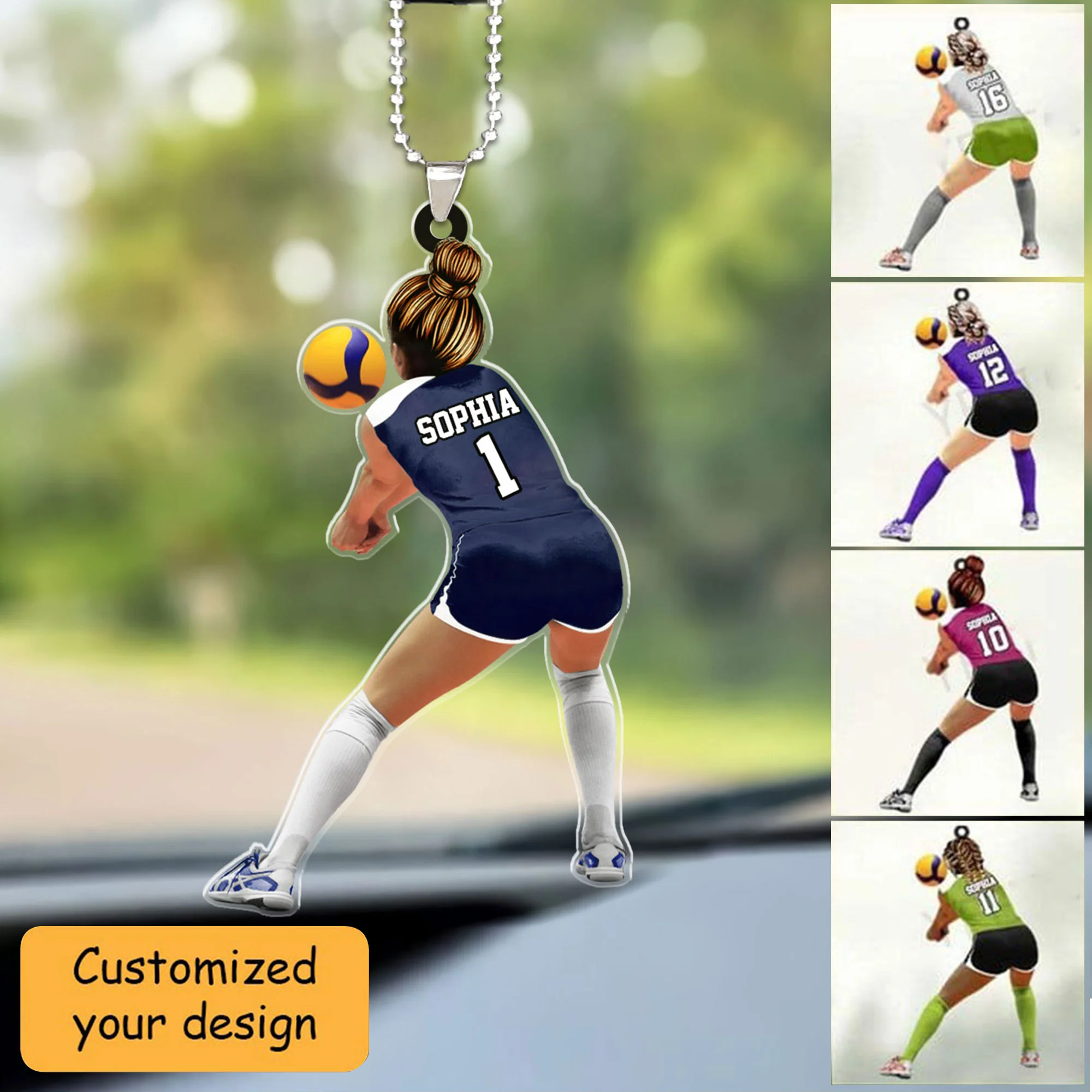 Personalized Female Volleyball Defensive Player Libero Christmas Car Ornament, Volleyball Team Gift For Her, Volleyball Lovers - Image 2