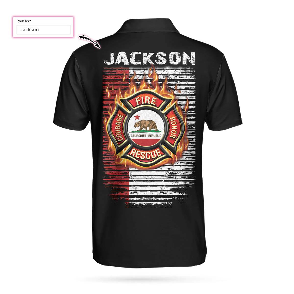 Personalized Firefighter Men Polo Shirt, Firefighter California Flag Custom Shirt For Men, Gift For Firefighter - Image 2